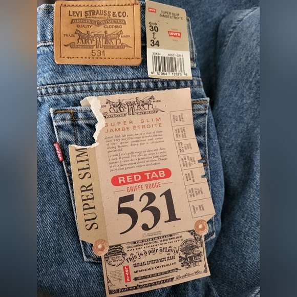 Brand new with tags vintage Levi super slim red tab 531 waist 30 length 34 - Picture 3 of 3